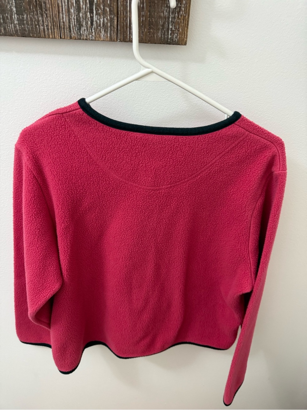 LL Bean Fleece Cardigan Shacket Berry Pink Buttons Pockets Sweater Sz M - Picture 5 of 9